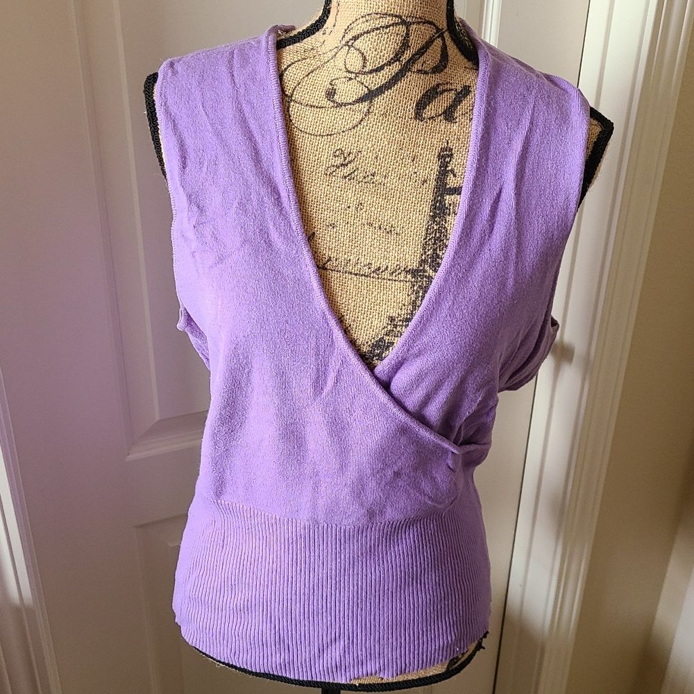 Hillard & Hanson Light Purple Knit V-Neck Tank Top
